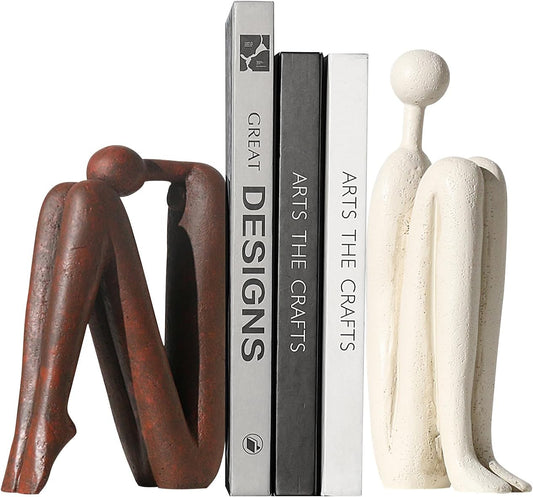 Decorative Bookends for Shelves，Bookends for Heavy Books Resinous Thinker Statue,Book Shelf Decor，Modern Creative Office Company Bookends Ornament Decorations