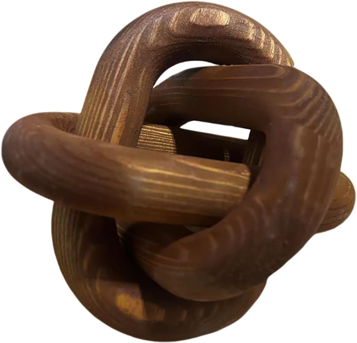Wood Knot Chain Link Decor - 3 Link Boho Wooden Hand Carved Decorative Wooden Links Knots for Coffee Table Entryway Modern Farmhouse Shelf Decoration